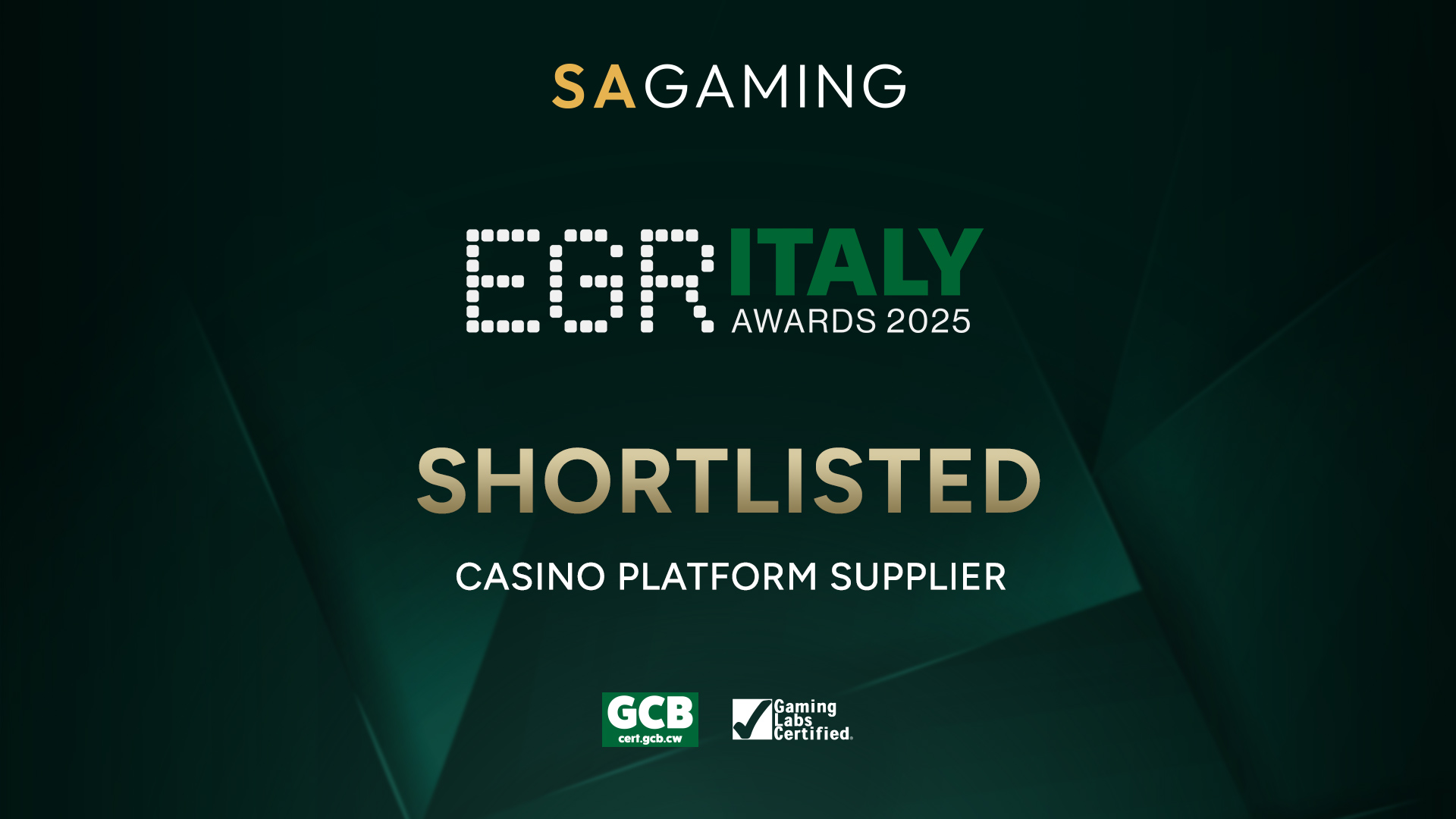 SA Gaming Shortlisted for “Casino Platform Supplier” at EGR Italy Awards 2025